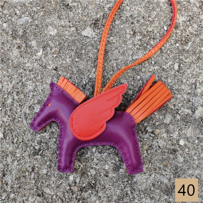 Lambskin Leather Bag Charm, Mini Flying Horse