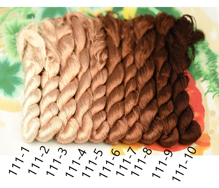 100% Mulberry Silk Embroidery Thread Skeins, Brown, Coffee Colors, 400meters