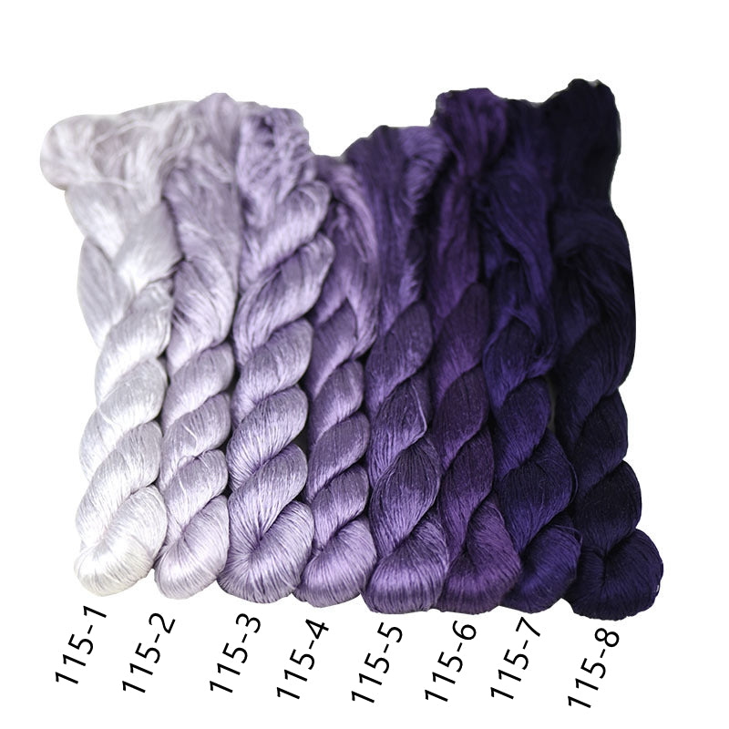 100% Mulberry Silk Embroidery Thread Skeins, Purple Colors, 400meters
