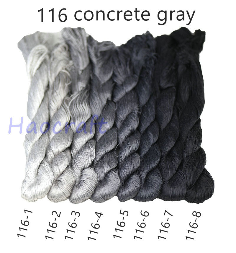 100% Mulberry Silk Embroidery Thread Skeins, Black, White, Gray colors, 400meters