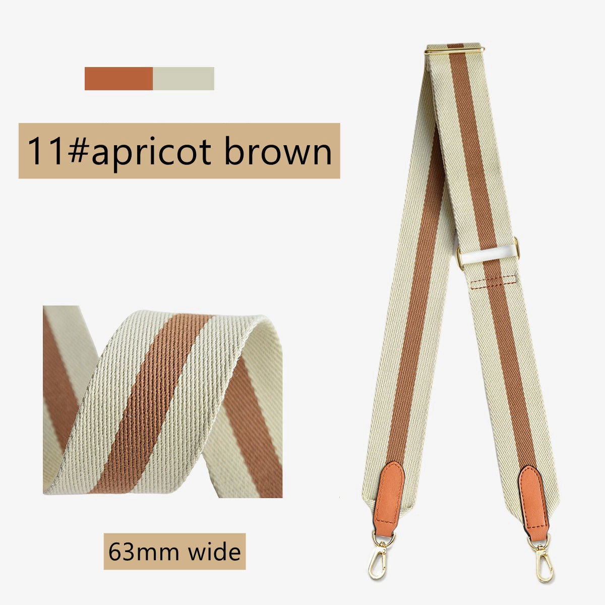 Adjustable 2"/50mm Canvas leather bag strap for Evelyne/Kelly/Other bags
