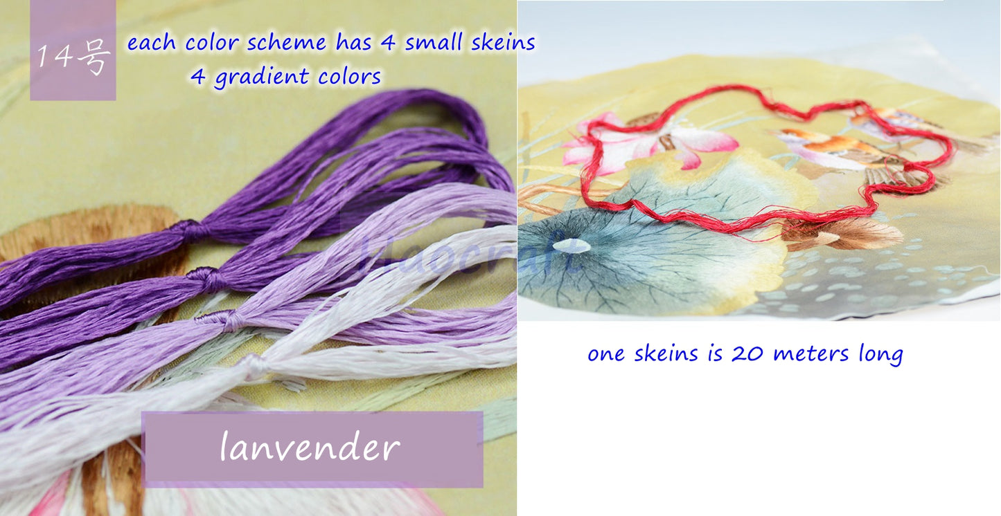 100% Mulberry Silk Embroidery Thread Skeins - Set4