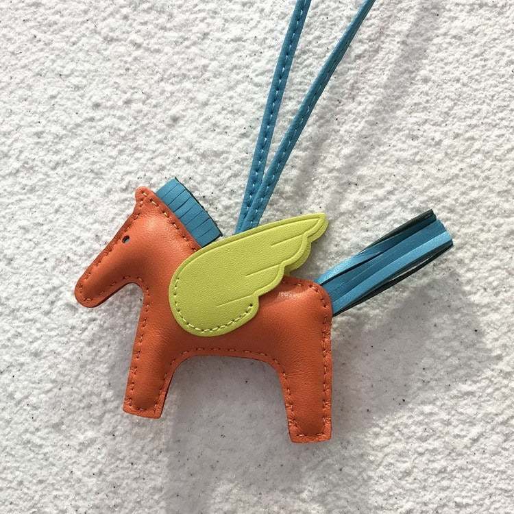 Lambskin Leather Bag Charm, Mini Flying Horse