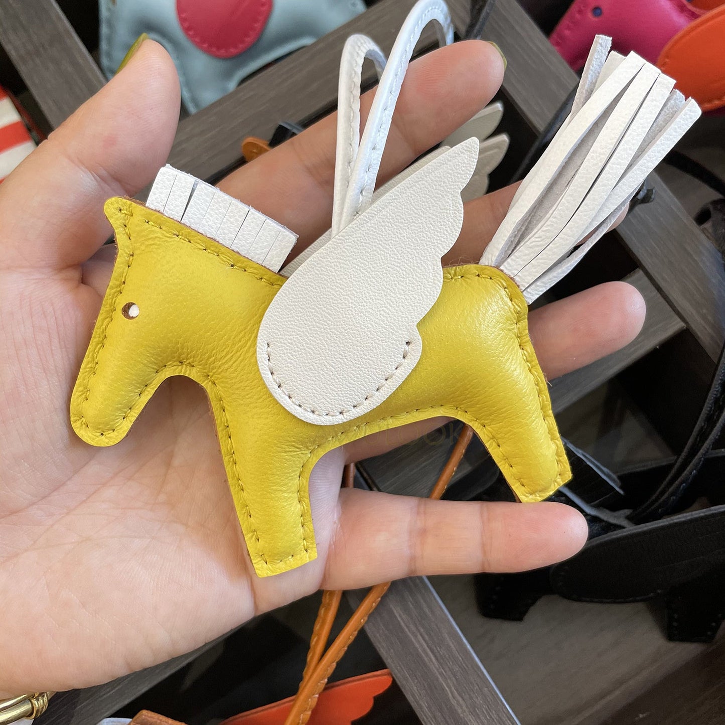Lambskin Leather Bag Charm, Mini Flying Horse