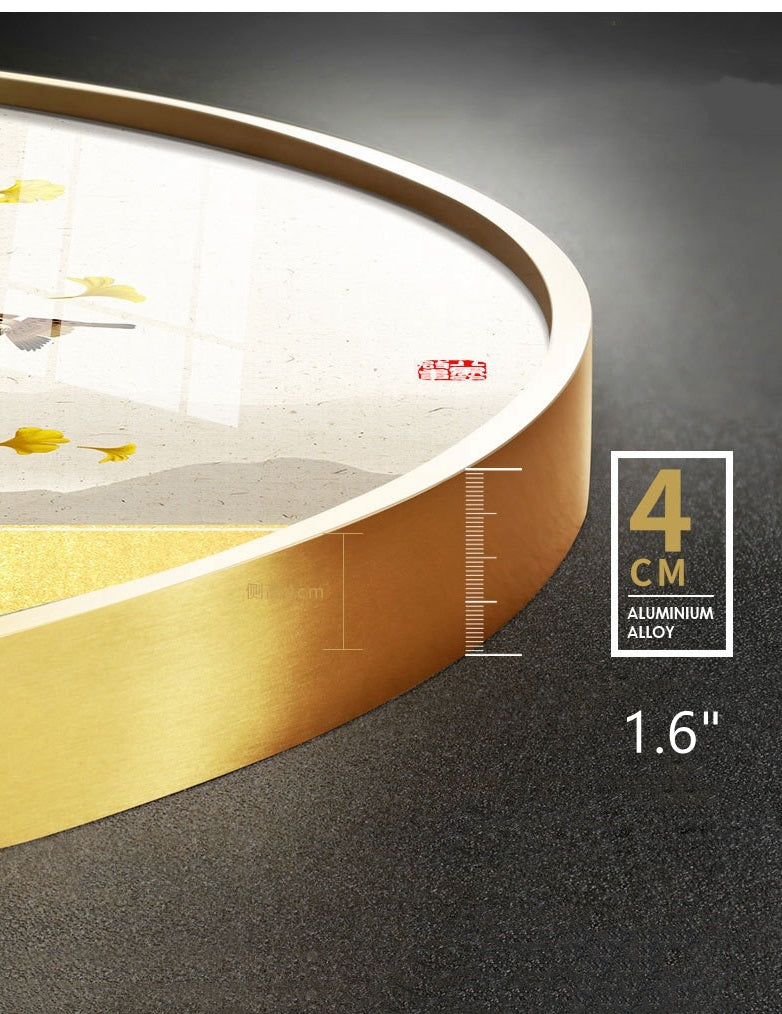 2pcs of Customized Round Aluminum Brushed Frame, 4cm(1.6") Depth Metal Frame Kit, Gold, 14 inches