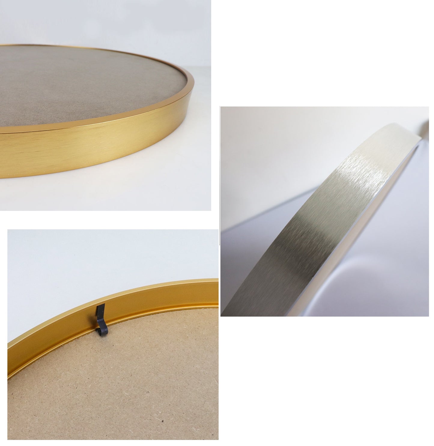 2pcs of Customized Round Aluminum Brushed Frame, 4cm(1.6") Depth Metal Frame Kit, Gold, 14 inches