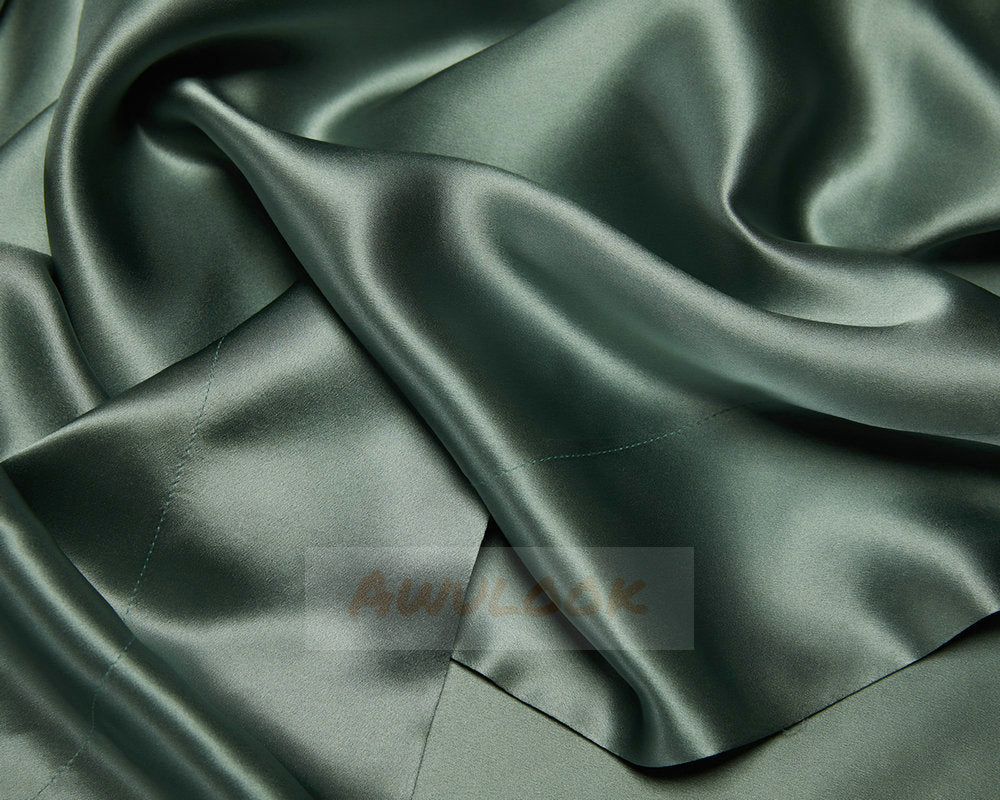 25Momme Seamless Luxury Silk Fitted Sheet/Flat Sheet/Dovut Cover/Bedding Set, Sage green