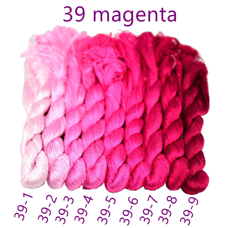 100% Mulberry Silk Embroidery Thread Skeins, Pink Colors, 400meters