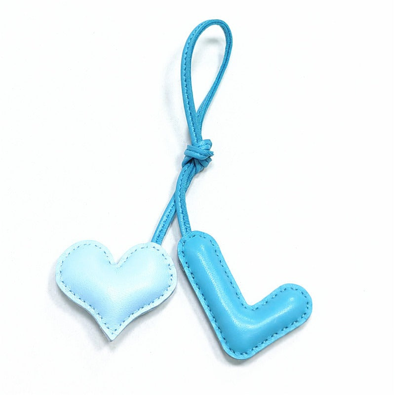 Pillow Puff Initial Lambskin Leather Bag Charm-L