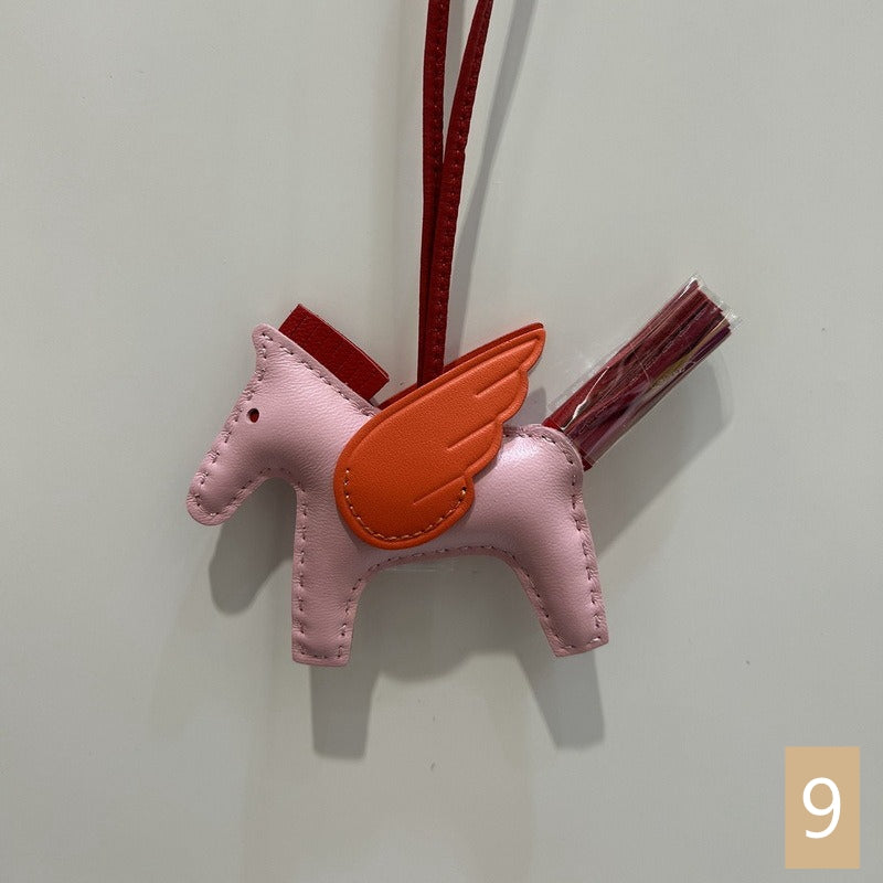 Lambskin Leather Bag Charm, Mini Flying Horse