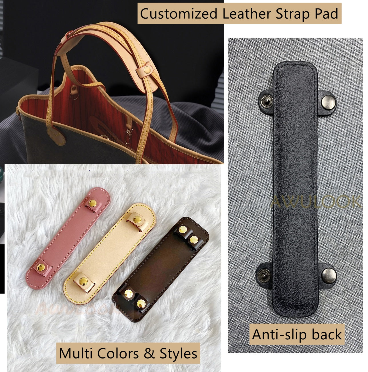 Customized Leather Shoulder Strap Pad, Anti-slip Back