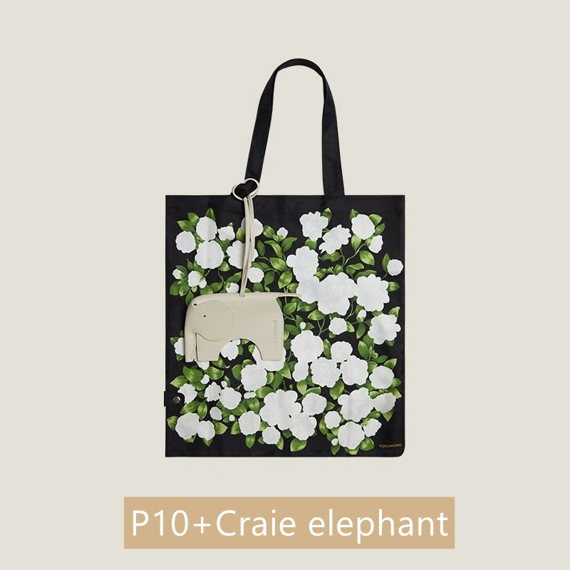 Twilly Silk Tote Bag/ Elephant Bag Charm