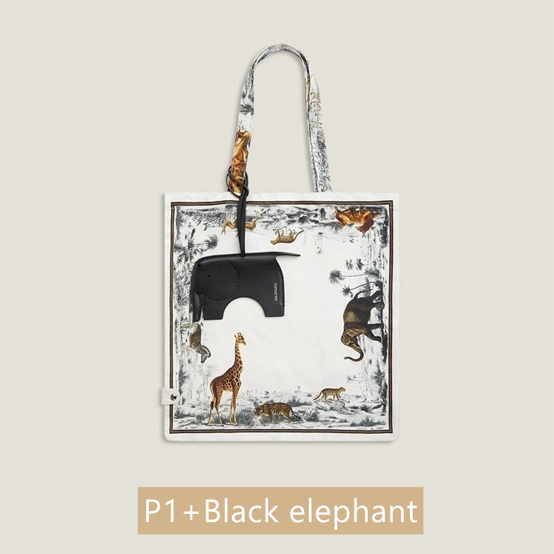Twilly Silk Tote Bag/ Elephant Bag Charm