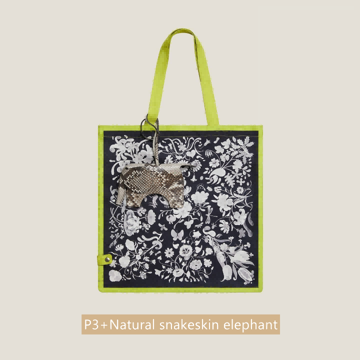 Twilly Silk Tote Bag/ Elephant Bag Charm