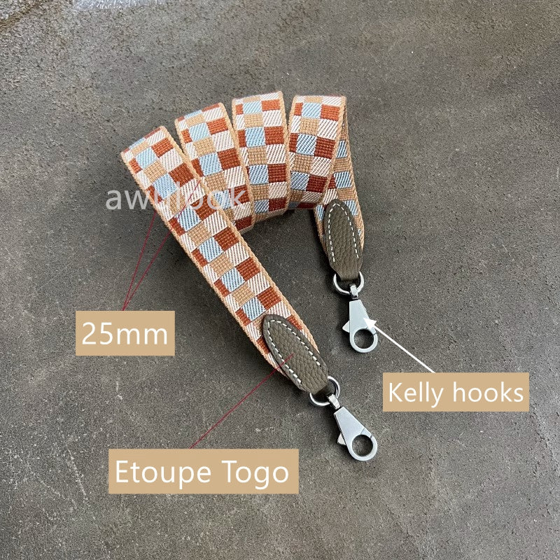Custom 25mm Canvas Bag Strap for Kelly bag- Maxi Quadrille