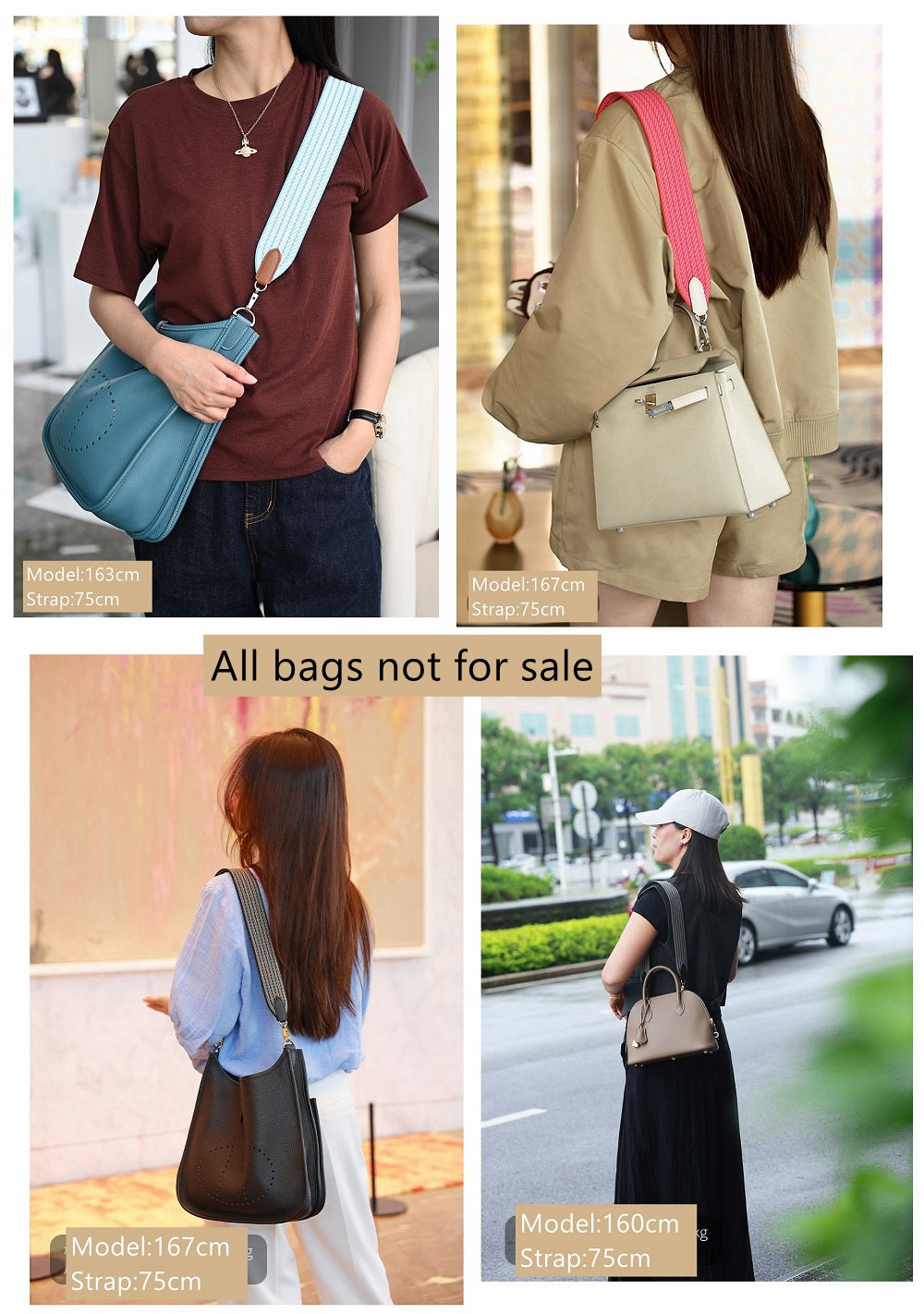 Sangle de sac en toile large personnalisée de 5cm/2 pouces, pour picotin/lindy/evelyne/kelly