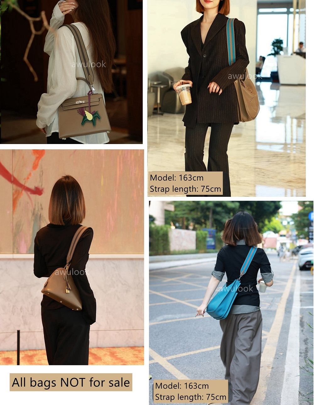Sangle de sac en toile large personnalisée de 5cm/2 pouces, pour picotin/lindy/evelyne/kelly