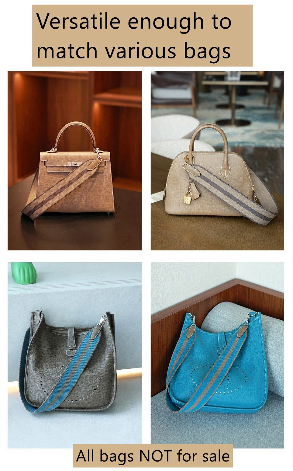 Sangle de sac en toile large personnalisée de 5cm/2 pouces, pour picotin/lindy/evelyne/kelly