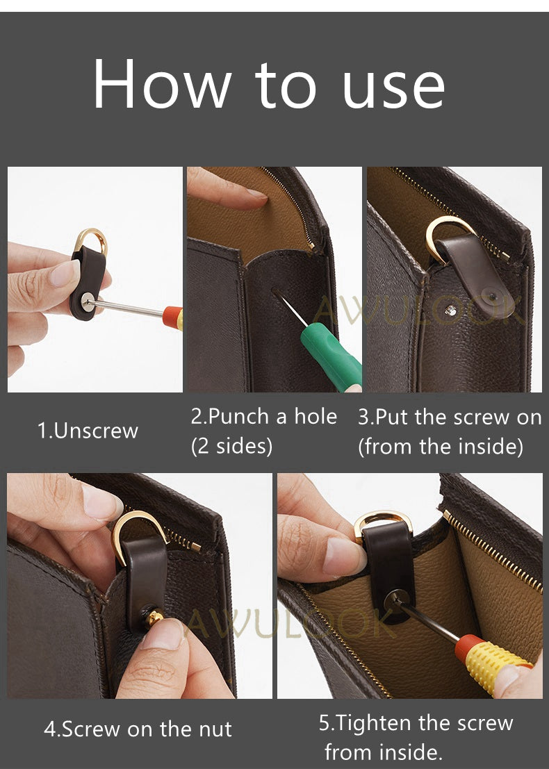 Pair of Leather Taps with D ring and Screw Connector