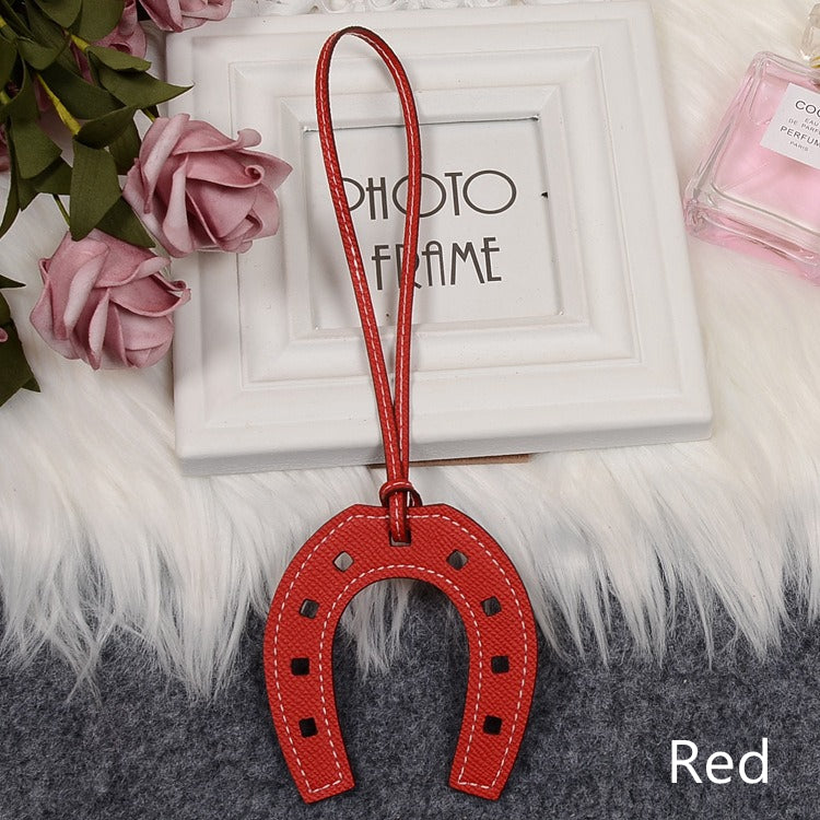 Leather Bag Charm, Horseshoe
