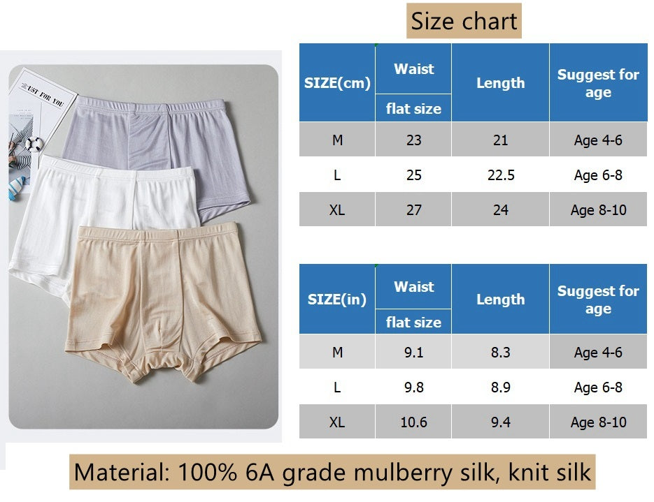 Boys 100% Mulberry Silk Boxer Short