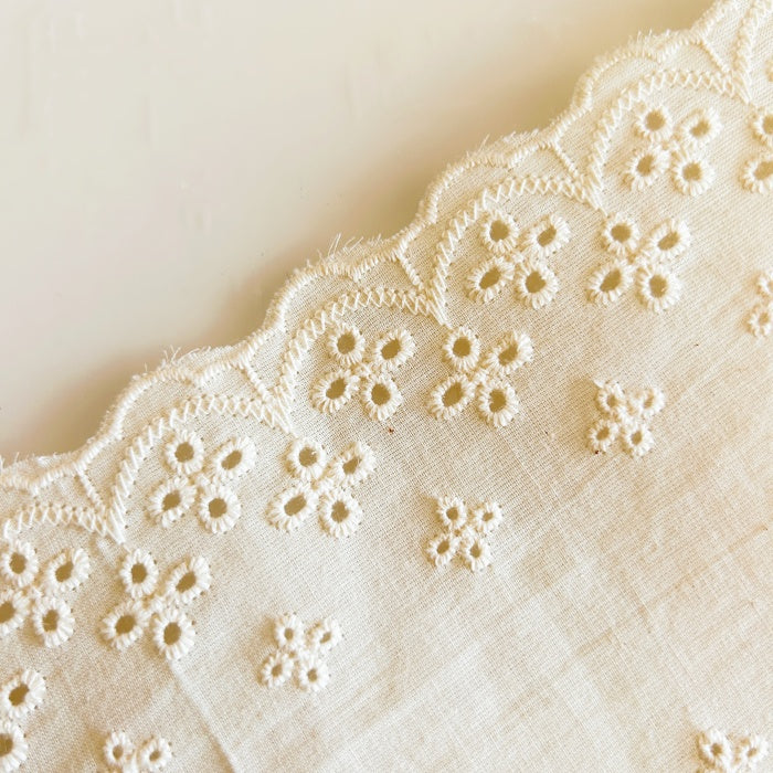 Exquisite Floral Cotton Lace Trim, Eyelet Embroidery Cotton Lace