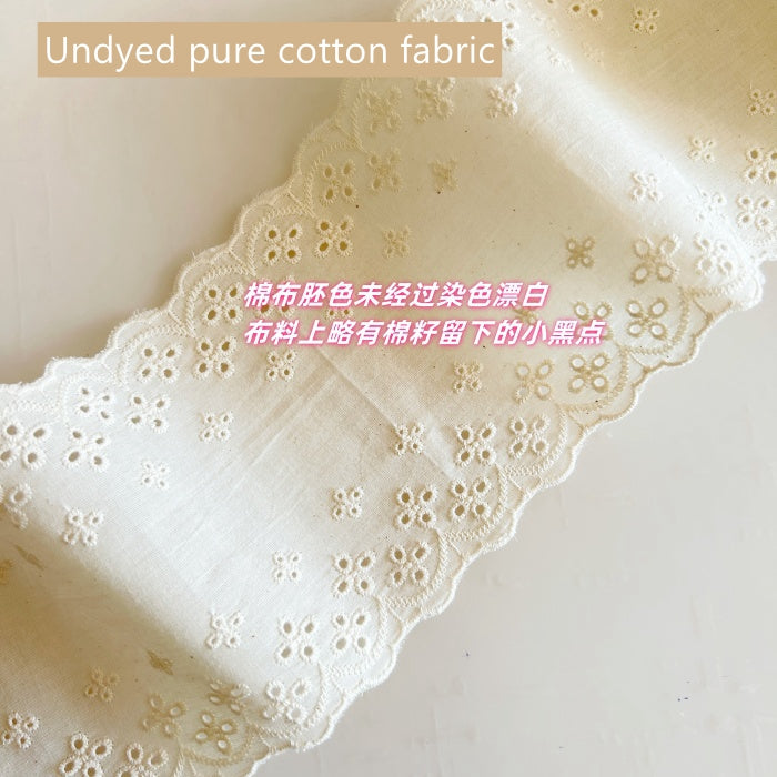 Exquisite Floral Cotton Lace Trim, Eyelet Embroidery Cotton Lace