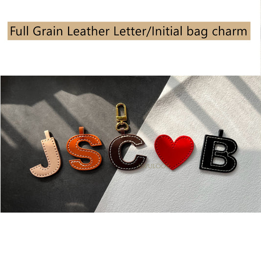 Genuine Leather Letter/Initial bag charm