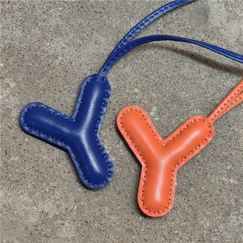 Pillow Puff Initial Lambskin Leather Bag Charm