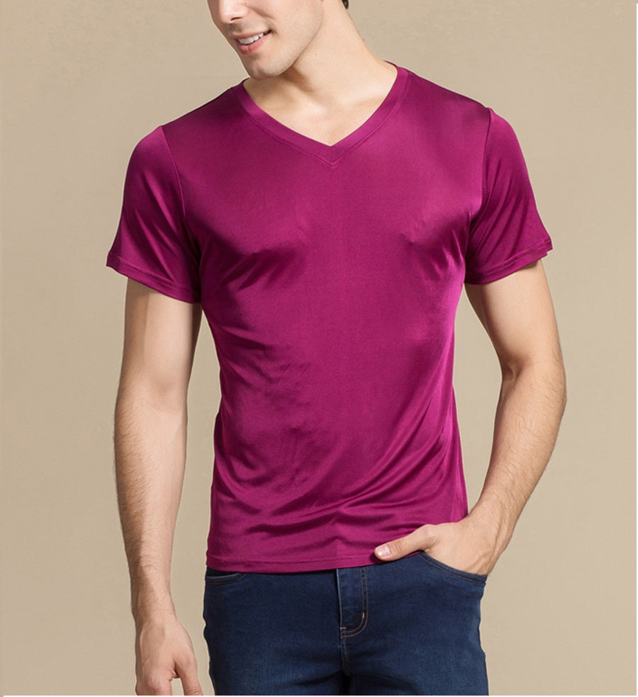Herren Mulberry Silk Crew T-Shirt, 100 % Seide