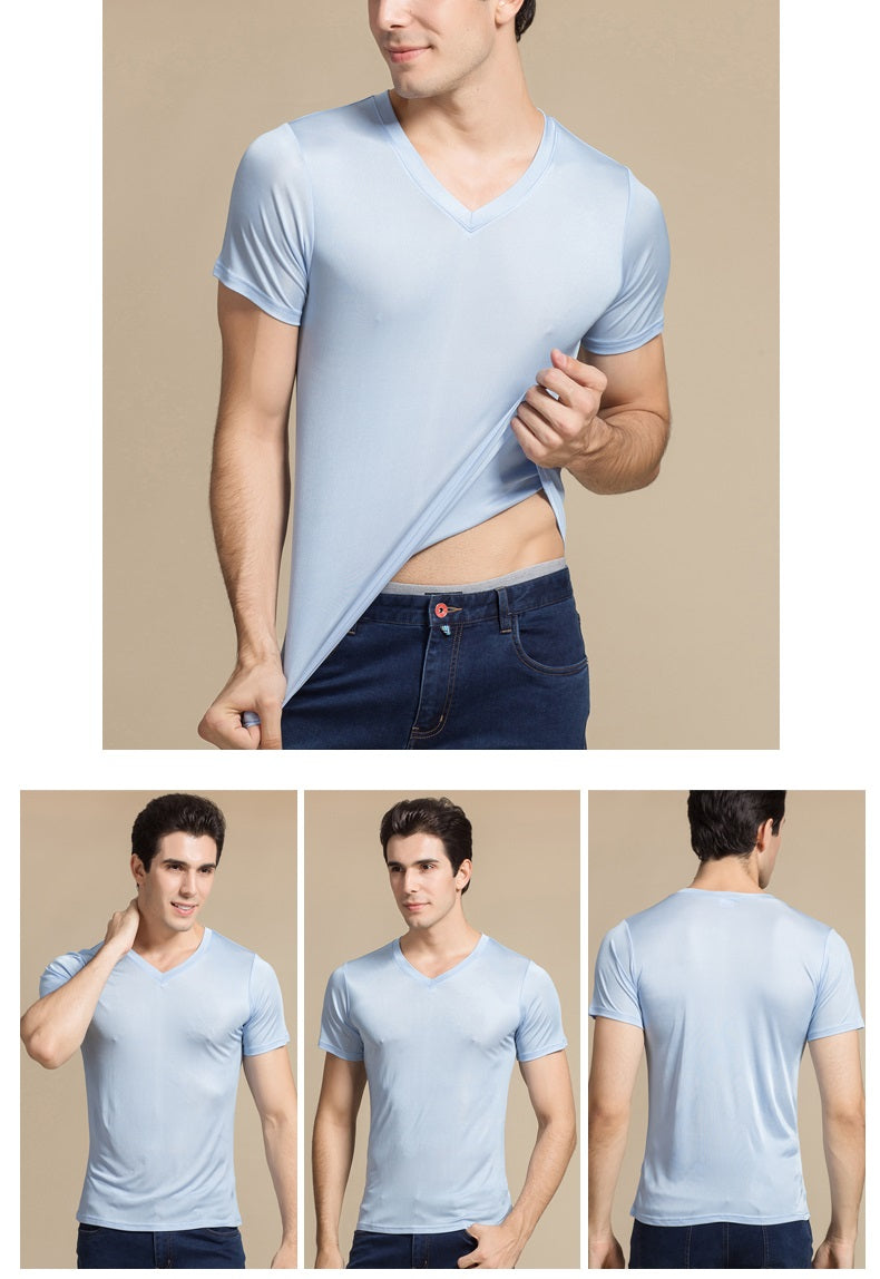 Herren Mulberry Silk Crew T-Shirt, 100 % Seide