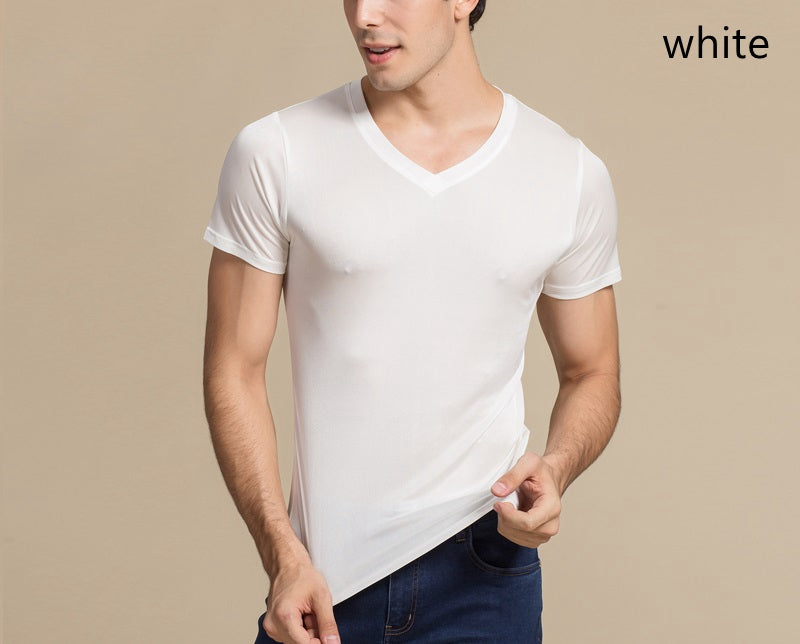 Herren Mulberry Silk Crew T-Shirt, 100 % Seide