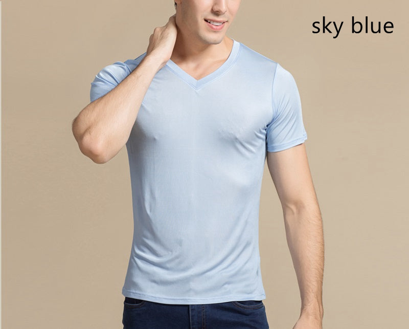Herren Mulberry Silk Crew T-Shirt, 100 % Seide