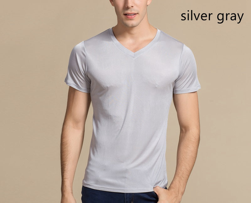 Herren Mulberry Silk Crew T-Shirt, 100 % Seide