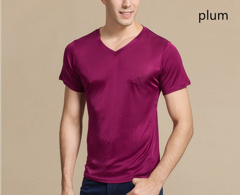 Herren Mulberry Silk Crew T-Shirt, 100 % Seide