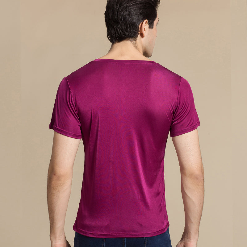 Herren Mulberry Silk Crew T-Shirt, 100 % Seide