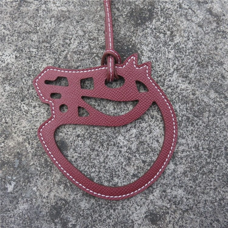 Bijou de Sac en Cuir d'Agneau, Coeur avec Lettre