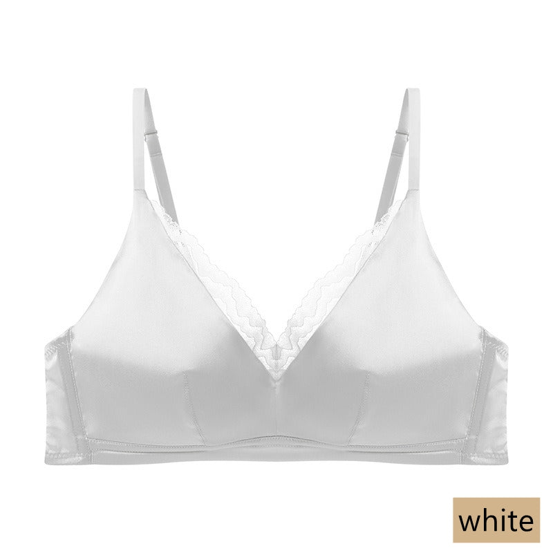 French Style Women Silk Bra Lace Trim