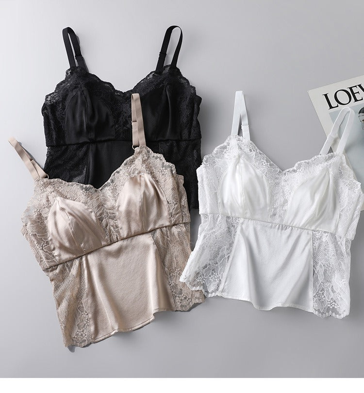 Silk Lace Camisole Bra, Beautiful Butterfly Back