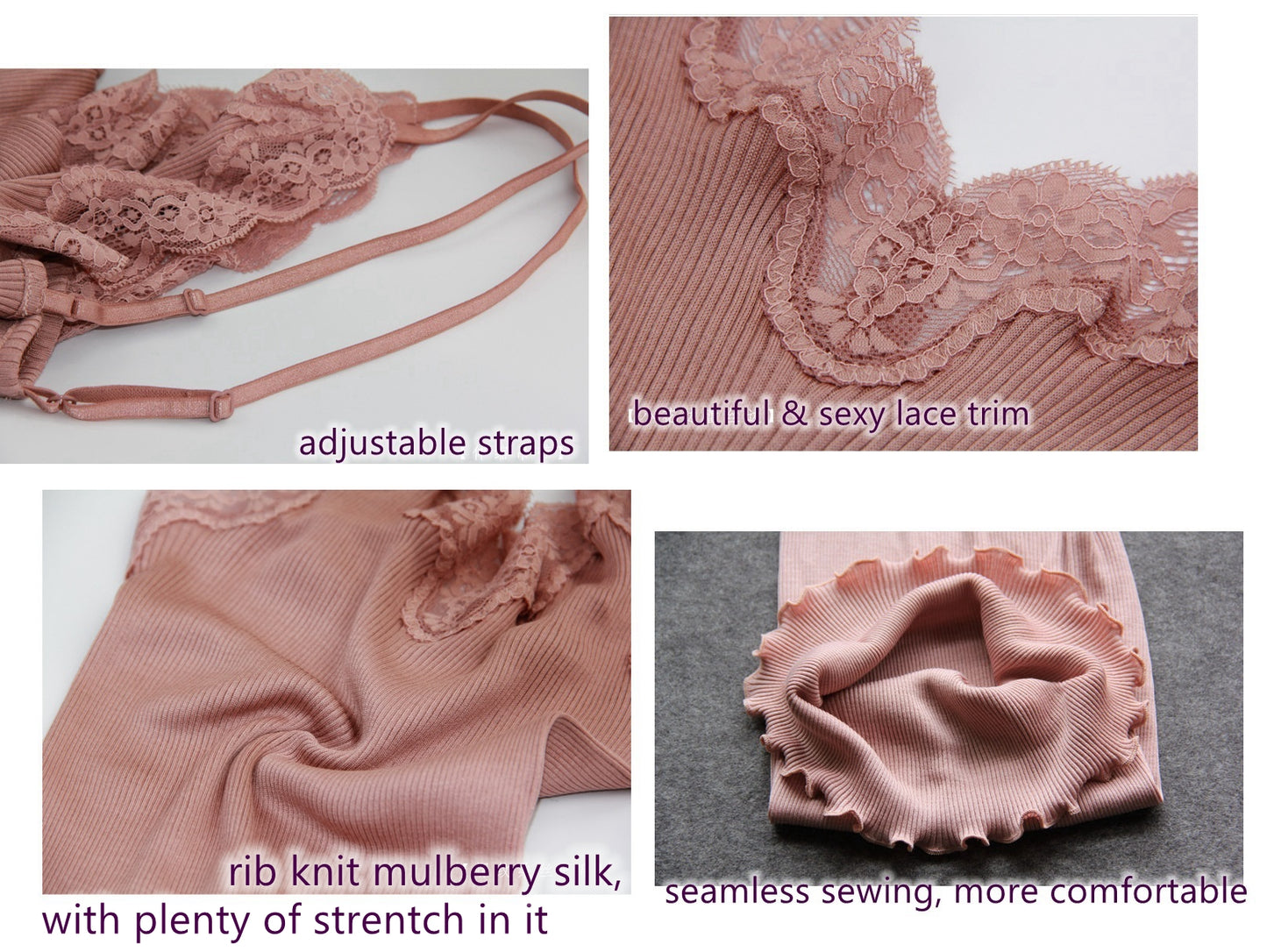 Women Silk Lace Camisole/Vest, 15 colors