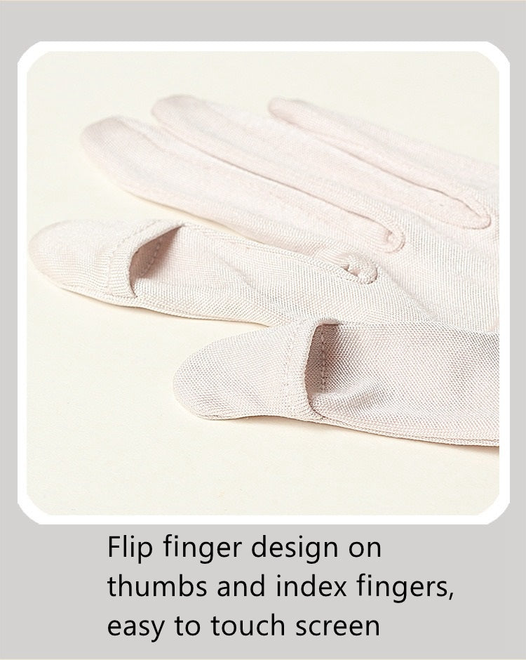 Mulberry Silk gloves, Flip Finger, Screen Touchable