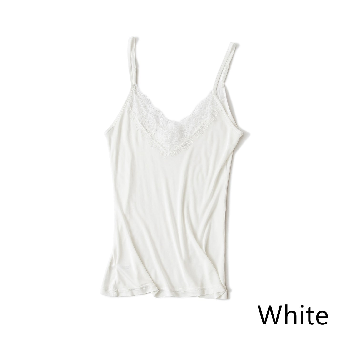 Women Knit Silk Camisole, Eyelash Lace Trim