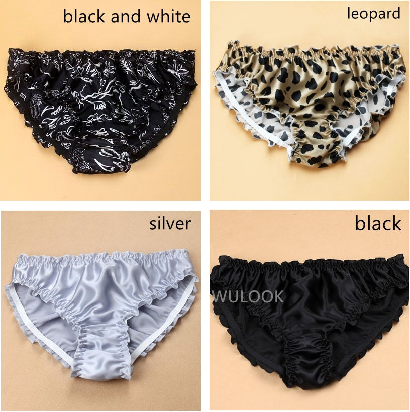 Women Silk Ruffled Pantie, Mid-waist