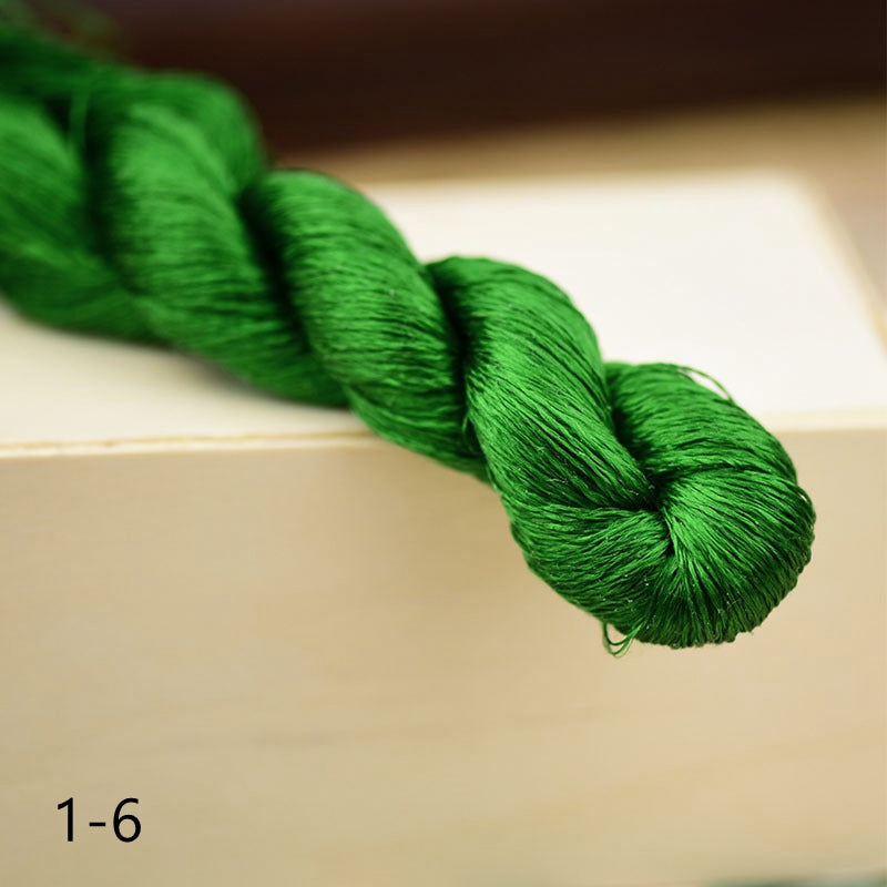 100% Mulberry Silk Embroidery Thread Skeins, Green Colors, 400meters