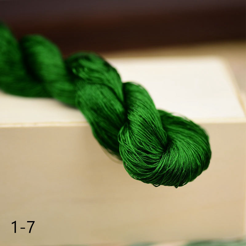 100% Mulberry Silk Embroidery Thread Skeins, Green Colors, 400meters