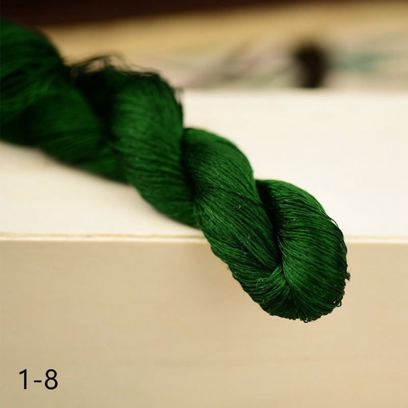 100% Mulberry Silk Embroidery Thread Skeins, Green Colors, 400meters