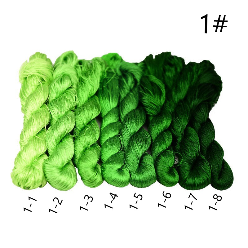 100% Mulberry Silk Embroidery Thread Skeins, Green Colors, 400meters