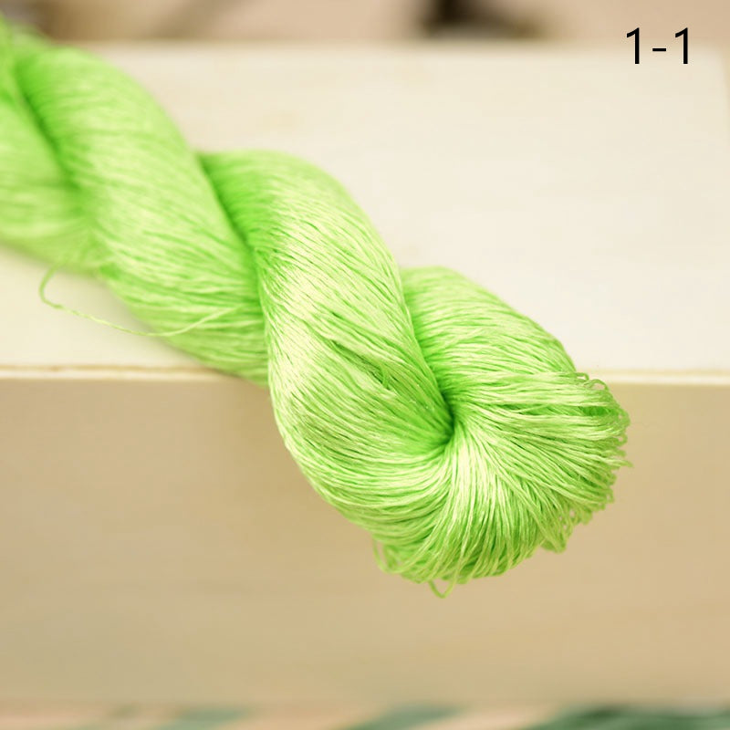 100% Mulberry Silk Embroidery Thread Skeins, Green Colors, 400meters