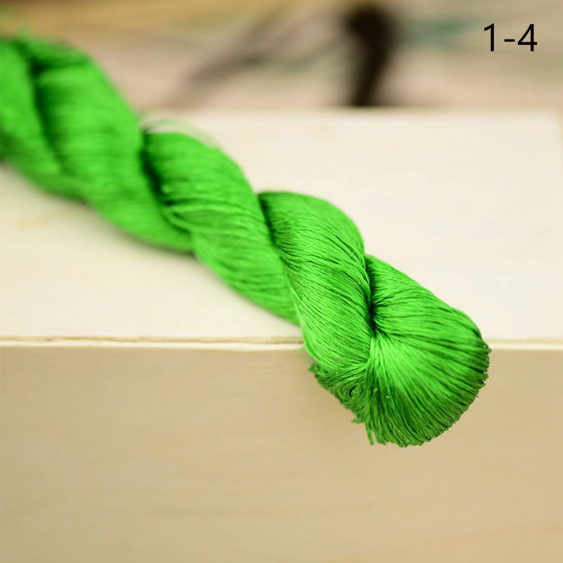 100% Mulberry Silk Embroidery Thread Skeins, Green Colors, 400meters