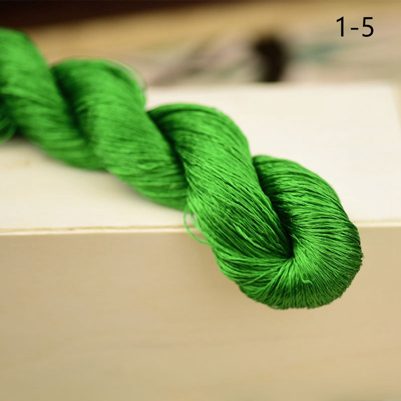 100% Mulberry Silk Embroidery Thread Skeins, Green Colors, 400meters